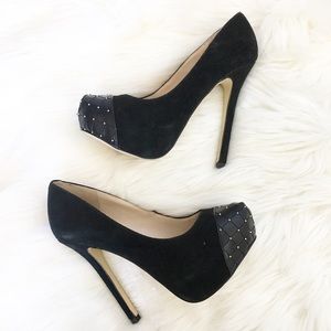Steve Madden Black Suede Studded High Heels